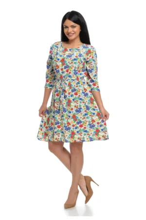 888115700-Rochie Dama cu Imprimeu Floral Multicolor