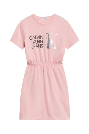 CALVIN KLEIN - Rochie din bumbac organic cu talie elastica