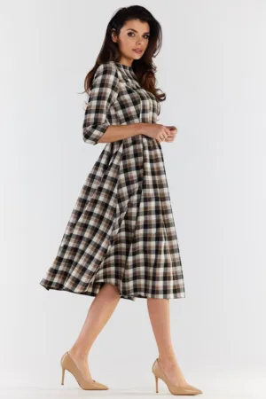 Midi Rochie Carouri Maneca trei sferturi A489