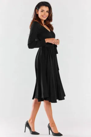 Midi Rochie Maneca lunga - Evazat - Viscoza A471