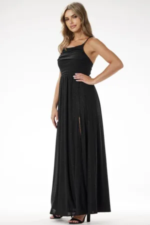 Negru Lunga Rochie Fara maneca A696