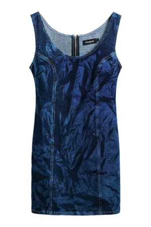 Rochie -  25SWVD01 5008 - bumbac/poliester/elastan - albastru -