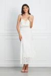 Rochie Anda alba din ghipura cu tricot la bust