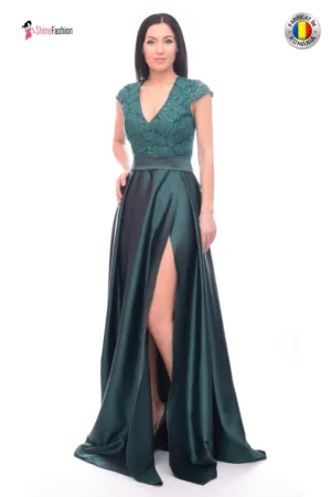 Rochie Artista de seara lunga petrecuta de la talie in jos din material satinat