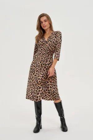 Rochie Bej cu Imprimare de Panther