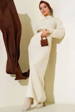 Rochie -  BigDart - Tricot - Crema naturala -