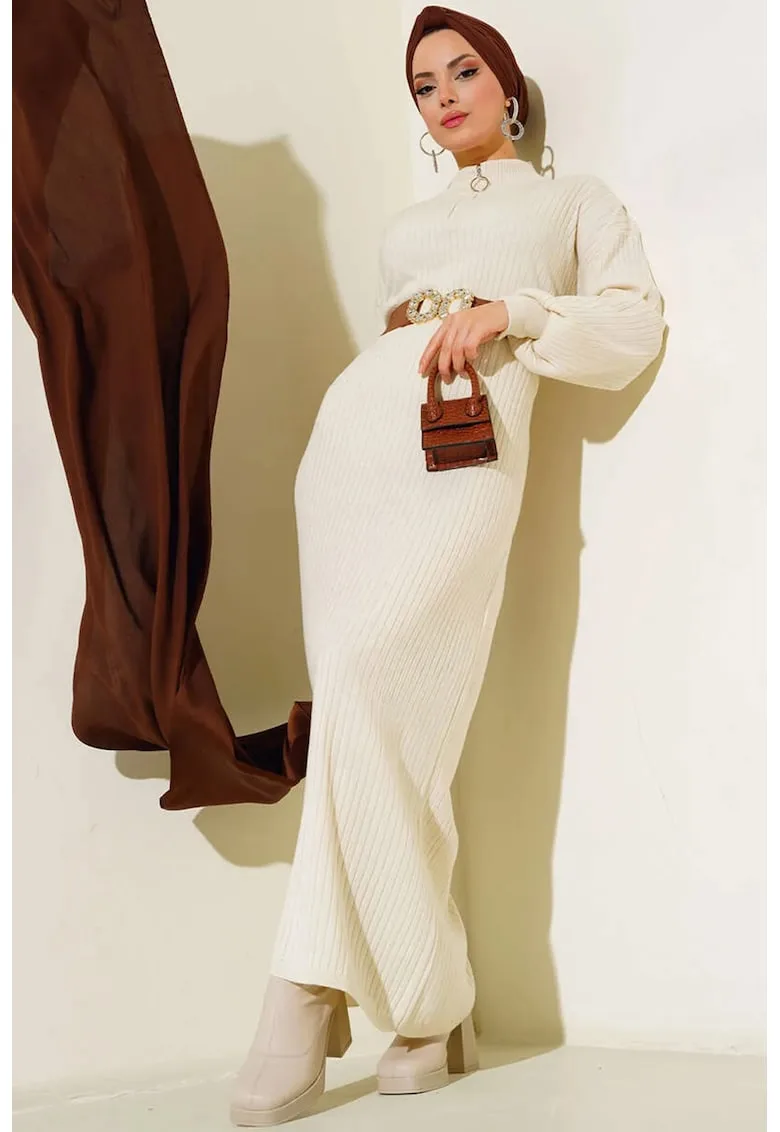 Rochie - BigDart - Tricot - Crema naturala -