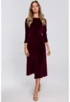 Rochie midi din velur cu maneci 3/4 -