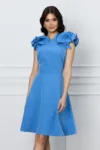 Rochie DY Fashion albastra cu volane la umeri