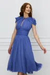 Rochie DY Fashion albastra din voal cu accesoriu