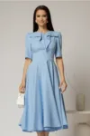 Rochie DY Fashion bleu cu guler amplu si detaliu inima