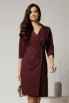Rochie DY Fashion bordo inchis tip sacou si croi drept