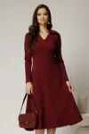 Rochie DY Fashion bordo midi cu funda pe umar
