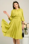 Rochie DY Fashion din voal verde lime clos cu pliuri