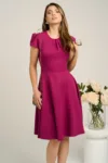 Rochie DY Fashion eleganta din stofa magenta cu spatele gol
