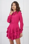 Rochie DY Fashion fucsia scurta cu volane la baza