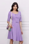 Rochie DY Fashion lila cu fundite pe bust