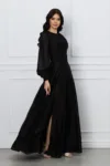 Rochie DY Fashion lunga neagra cu dantela in talie