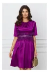Rochie DY Fashion magenta cu cordon din pene si strasuri in talie