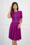 Rochie DY Fashion magenta cu volan si nasturi pe bust