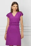 Rochie DY Fashion magenta cu volanase in talie si la umeri