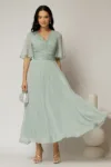 Rochie DY Fashion midi bleu din voal cu fir lurex