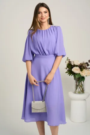 Rochie DY Fashion midi lila in clos din voal cu accesorii pe umeri