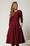 Rochie DY Fashion midi office bordo din stofa