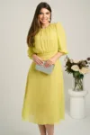 Rochie DY Fashion midi verde lime in clos din voal cu accesorii pe umeri