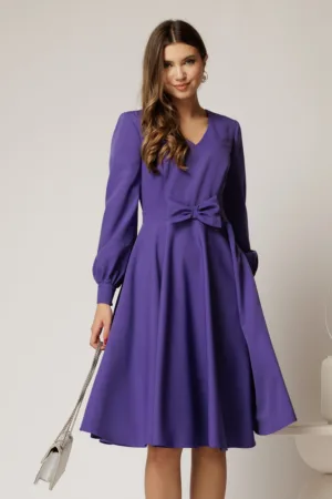 Rochie DY Fashion mov midi cu funda in talie si decolteu V