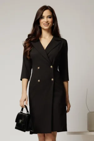 Rochie DY Fashion neagra tip sacou si croi drept