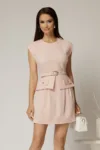Rochie DY Fashion roz scurta cu peplum si curea in talie
