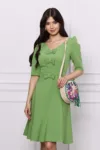 Rochie DY Fashion verde cu fundite pe bust
