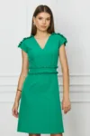 Rochie DY Fashion verde cu volanase in talie si la umeri