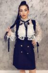 Rochie Dama 008013 Alb-Negru Kikiriki