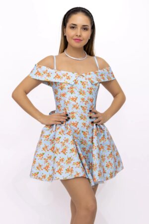 Rochie Dama 123061 Albastru-Portocaliu | Fashion
