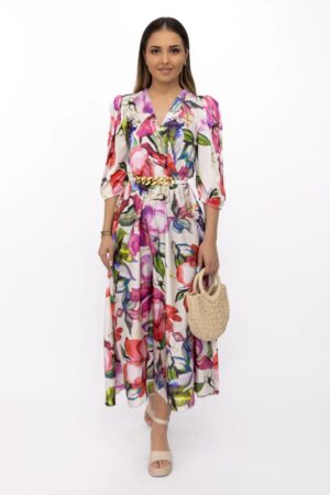 Rochie Dama 75724 Alb-Roz | Ryori