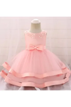 Rochie  De Ocazie - Cu Perlute - Fara maneca - Roz