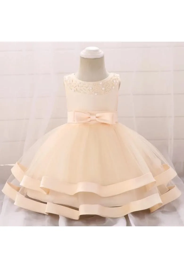 Rochie De Ocazie - Cu Perlute - Uni - Fara maneca - Ivoire