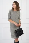 Rochie Dora cu imprimeu pepit alb-negru