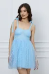 Rochie Doris bleu scurta cu stelute argintii