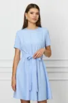 Rochie Dy Fashion bleu cu cordon in talie