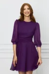 Rochie Dy Fashion bleumarin cu buline fucsia