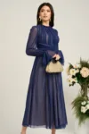 Rochie Dy Fashion bleumarin de ocazie din tull fin