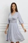 Rochie Dy Fashion gri eleganta din voal satinat