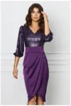 Rochie Dy Fashion mov cu paiete la bust si fusta din satin