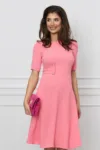 Rochie Dy Fashion roz cu nasturi decorativi pe bust