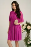 Rochie Dy Fashion scurta fucsia de ocazie din tull fin