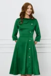 Rochie Dy Fashion verde cu nasturi pe o parte