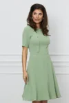 Rochie Dy Fashion verde fistic cu nasturi decorativi pe bust